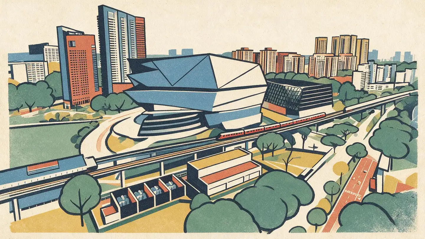 Illustration of residential streetscape around Queenstown, Singapore