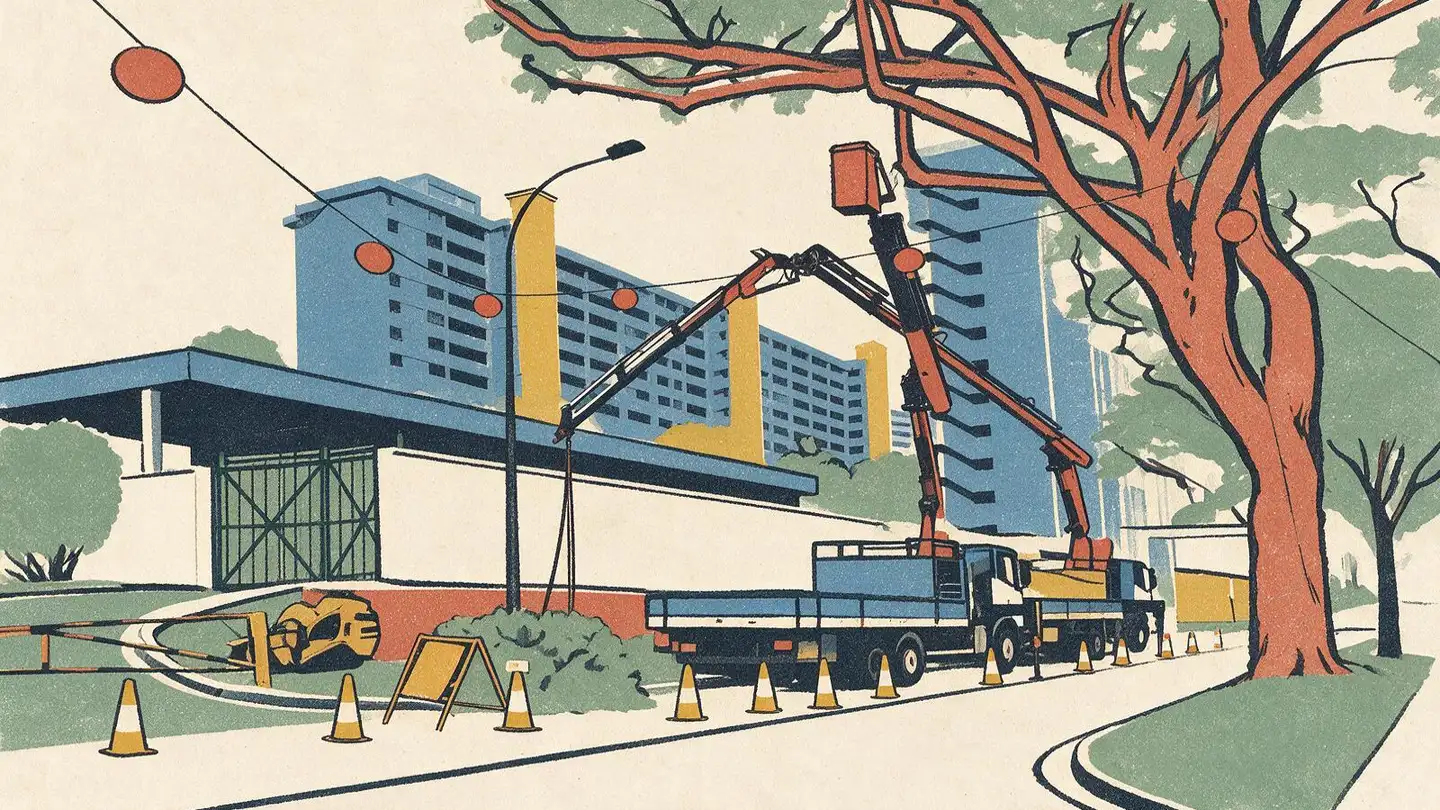 Illustration of residential streetscape around Telok Blangah, Singapore