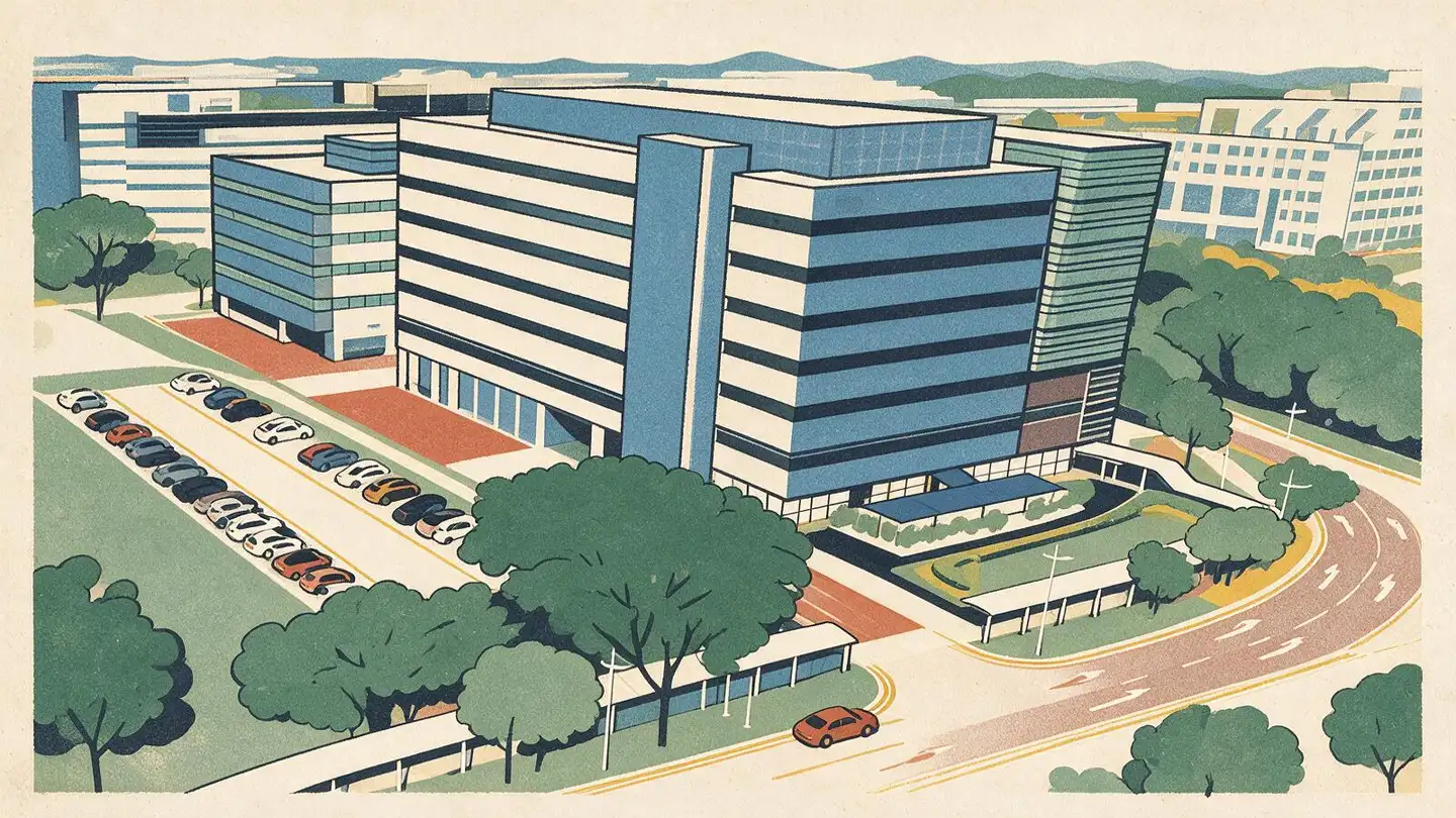 Illustration of residential streetscape around Tampines, Singapore