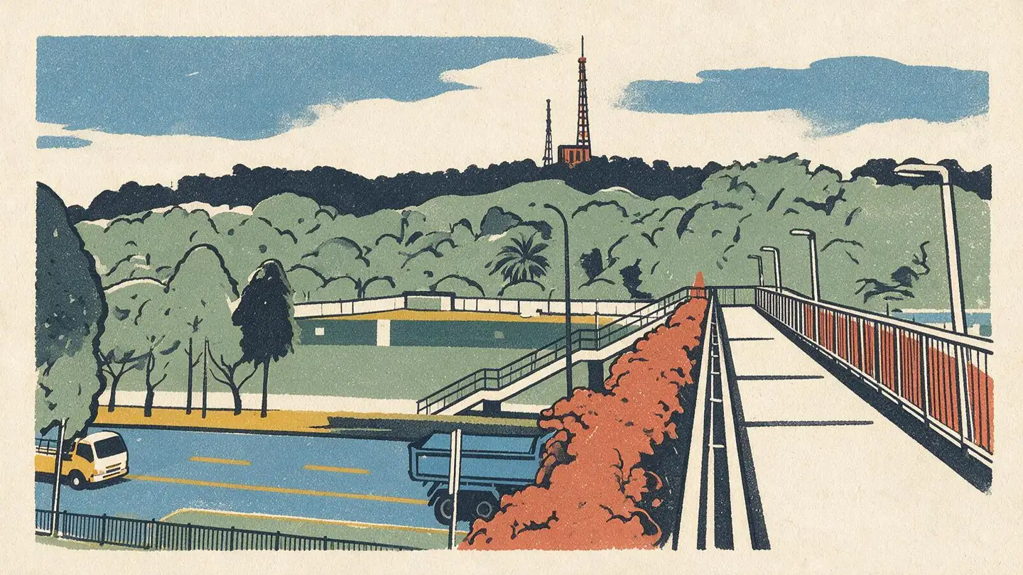 Illustration of residential streetscape around Upper Bukit Timah, Singapore