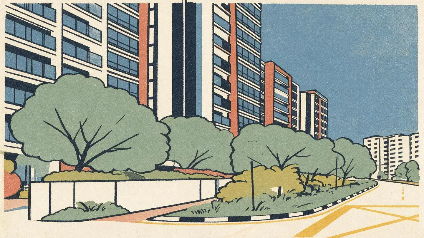 Illustration of the Coco Palms condominium development on Pasir Ris Grove, Singapore