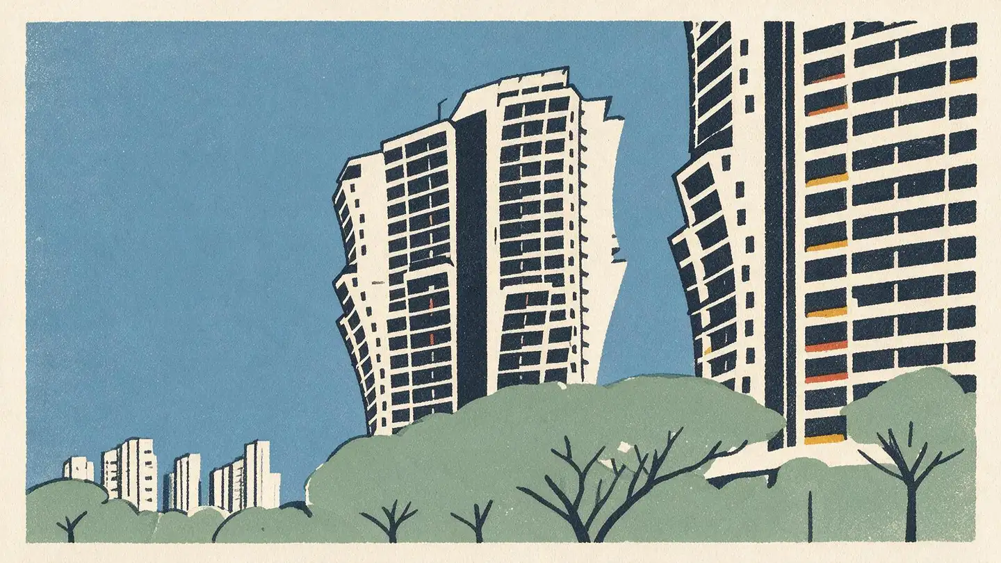 Illustration of the The Crest condominium development on Prince Charles Crescent, Singapore