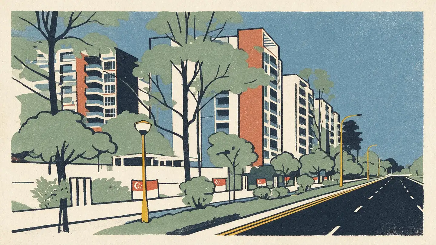 Illustration of the Watercolours condominium development on Pasir Ris Link, Singapore