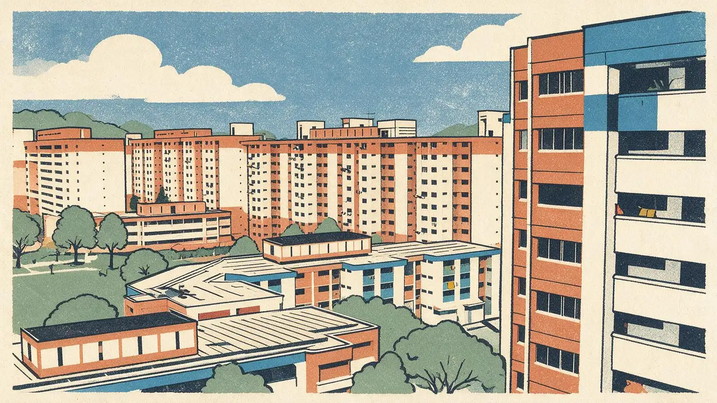 Illustration of HDB public housing blocks in Bukit Batok, Singapore