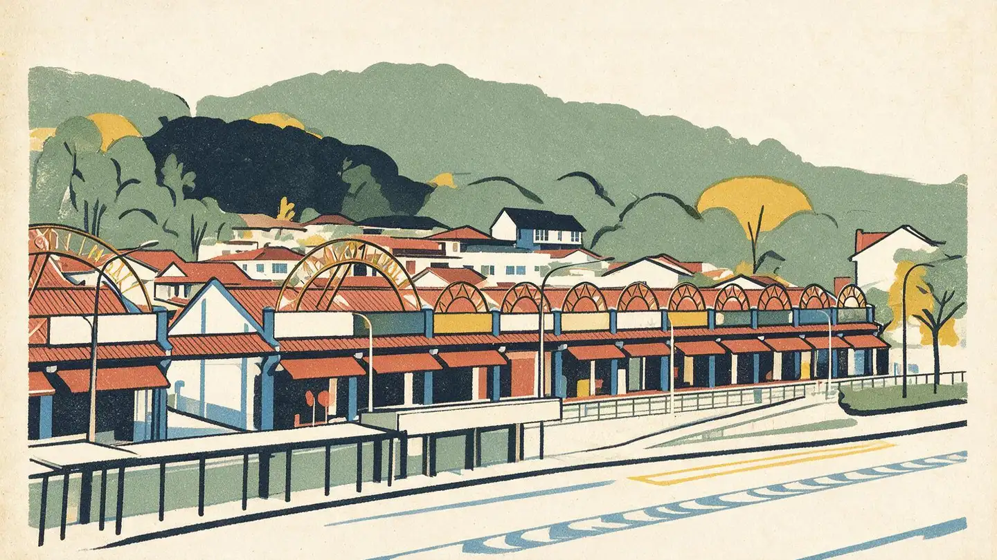 Illustration of HDB public housing blocks in Bukit Timah, Singapore