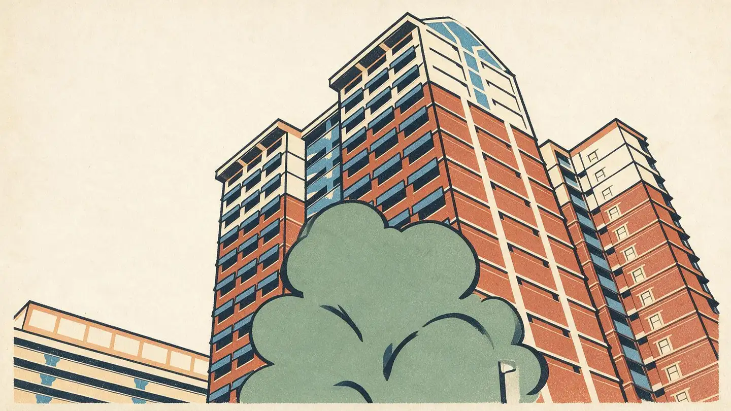 Illustration of HDB public housing blocks in Choa Chu Kang, Singapore