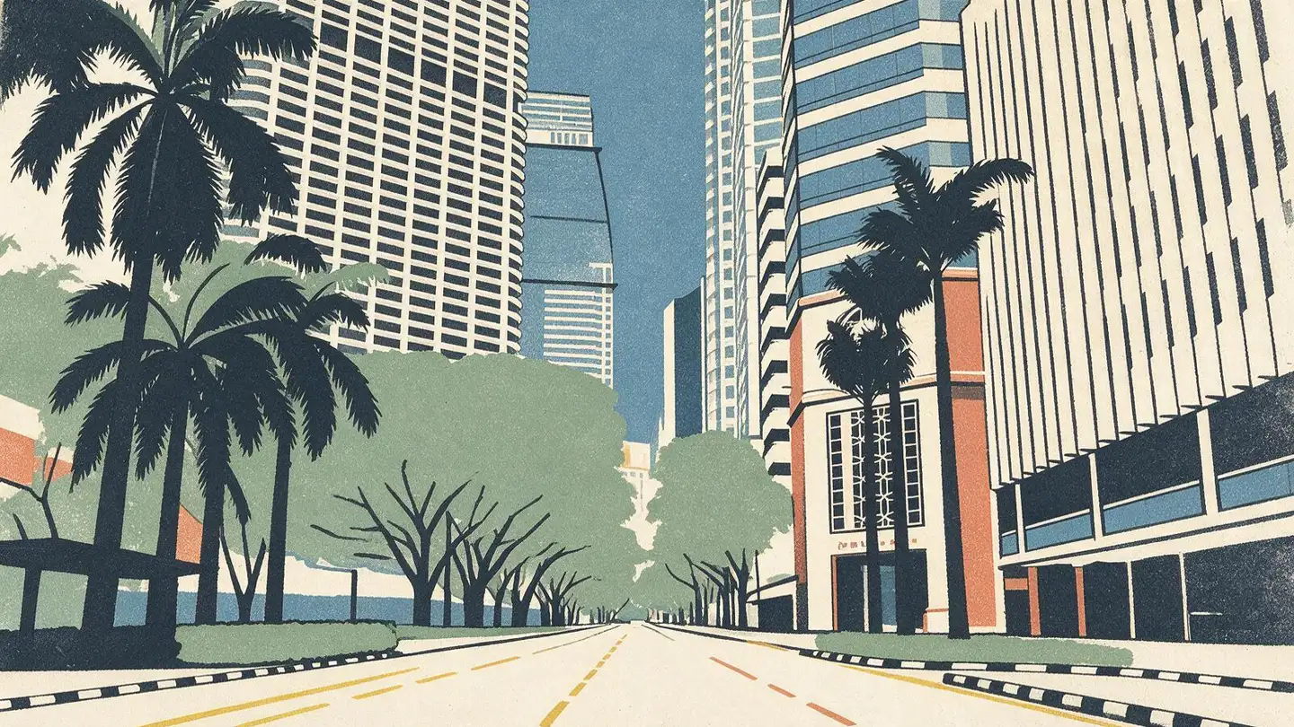 Illustration of residential streetscape around Anson, Singapore