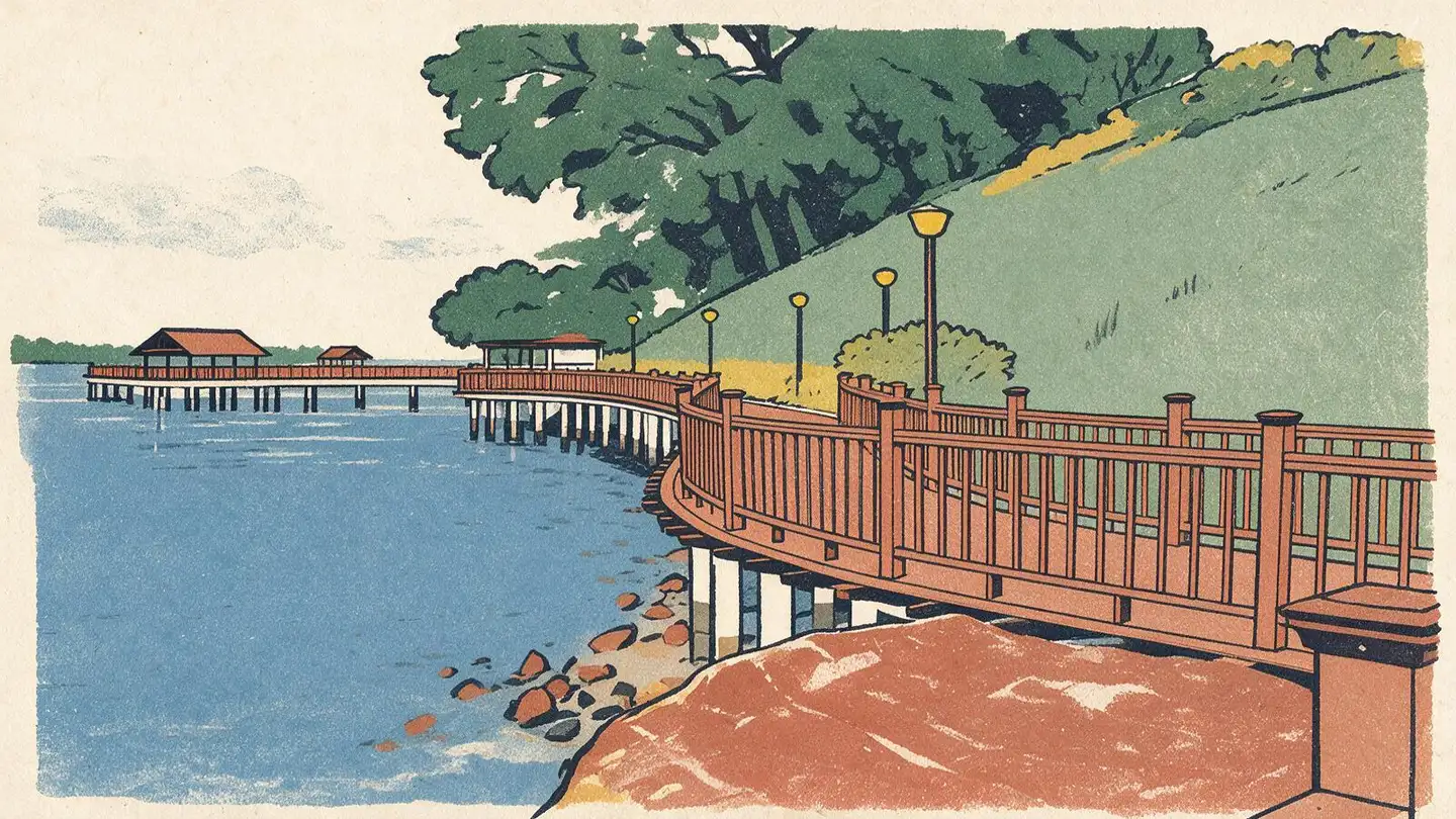 Illustration of residential streetscape around Loyang, Singapore