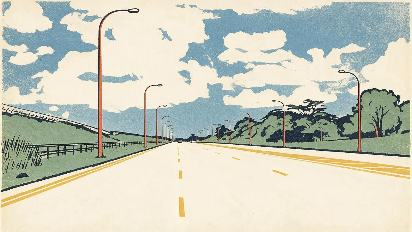 Illustration of residential streetscape around Lim Chu Kang, Singapore