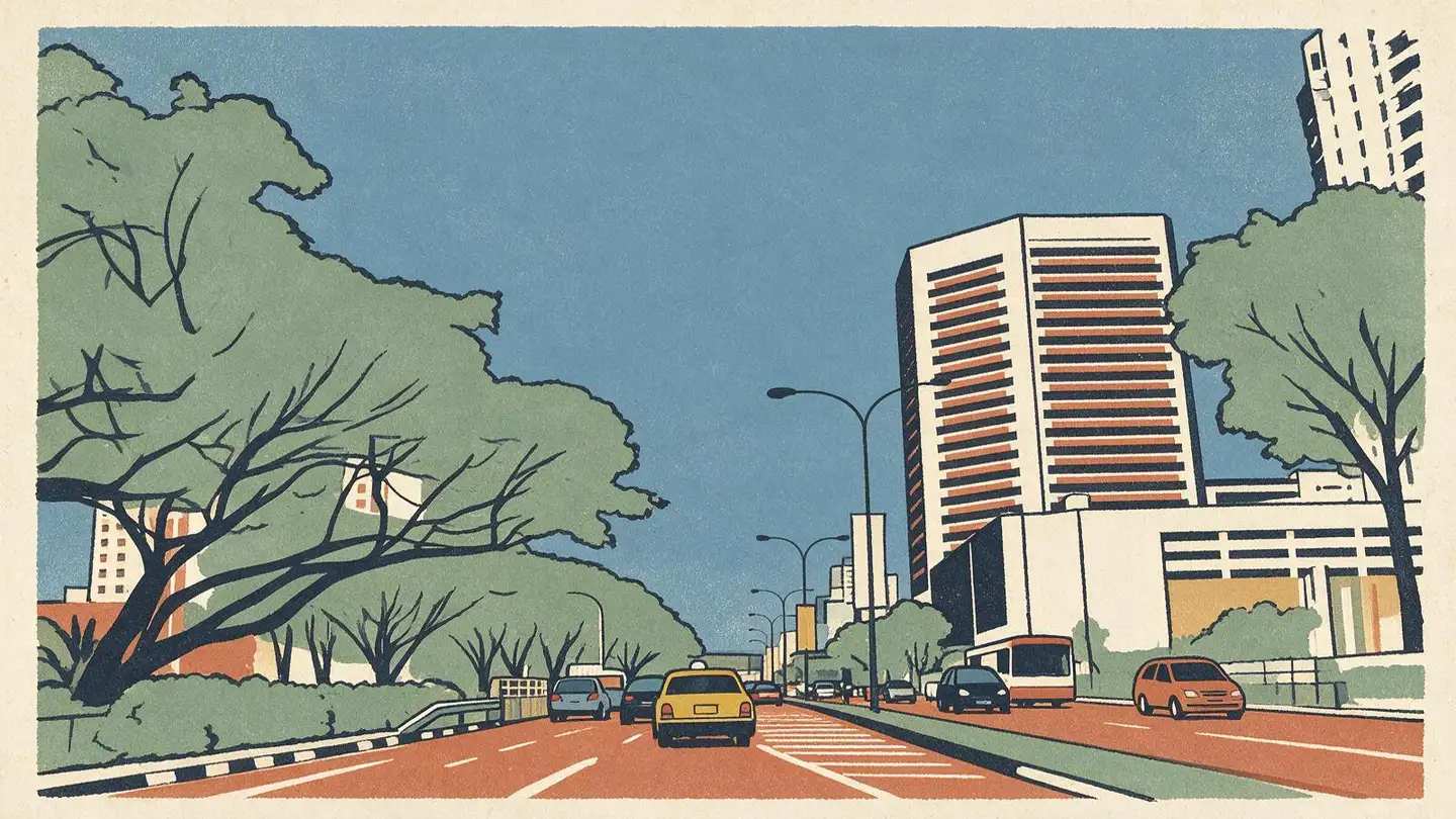 Illustration of HDB public housing blocks in Marine Parade, Singapore