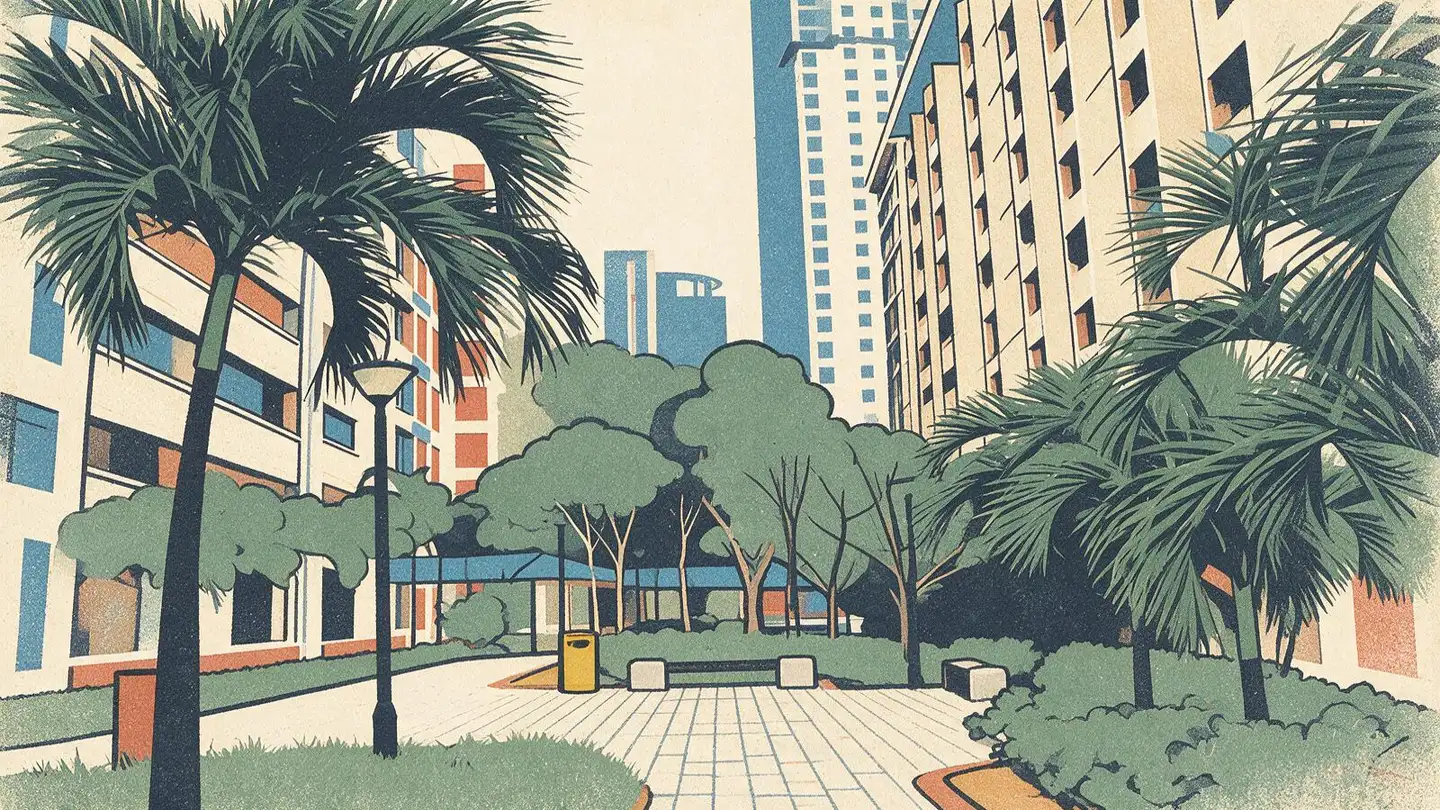 Illustration of HDB public housing blocks in Toa Payoh, Singapore